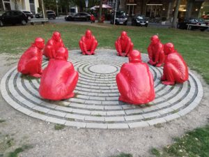 Red Monks in a circle