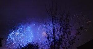 blue fireworks for 100th anniversary of Czech Republic